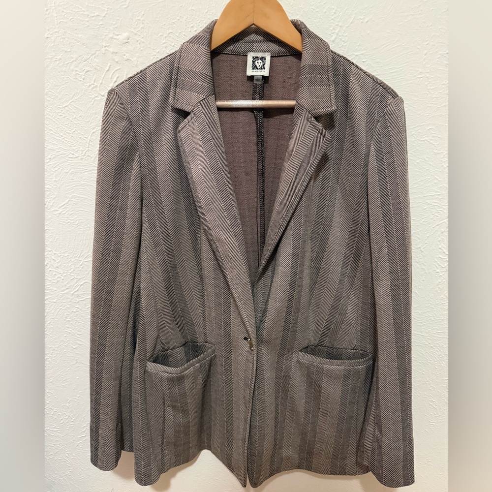 Anne Klein Gray Striped Blazer